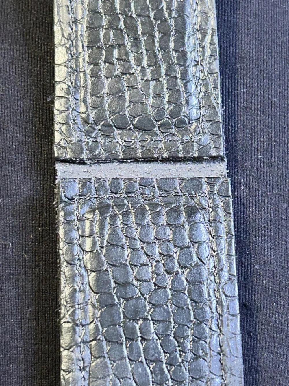 80s/90s Black Leather Crocodile Embossed Money Clip w/ Salem Logo, 4in x 2in